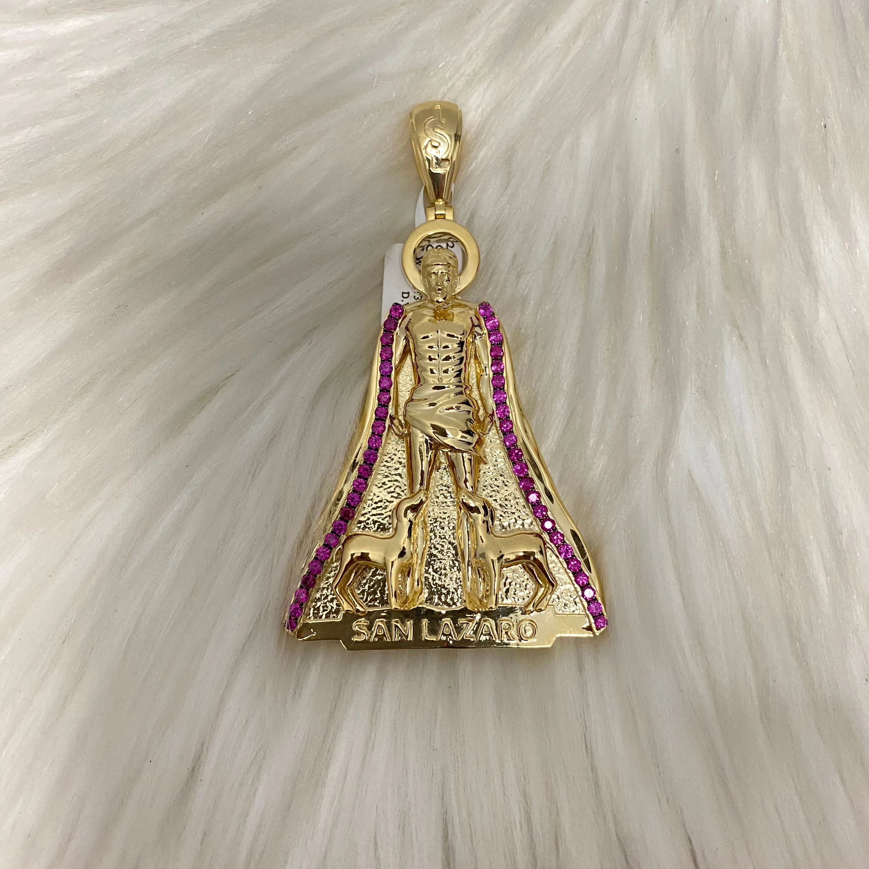 10K Yellow Gold San Lazaro Pendant / 1.30 Ruby / 14.9gr / 2.3in