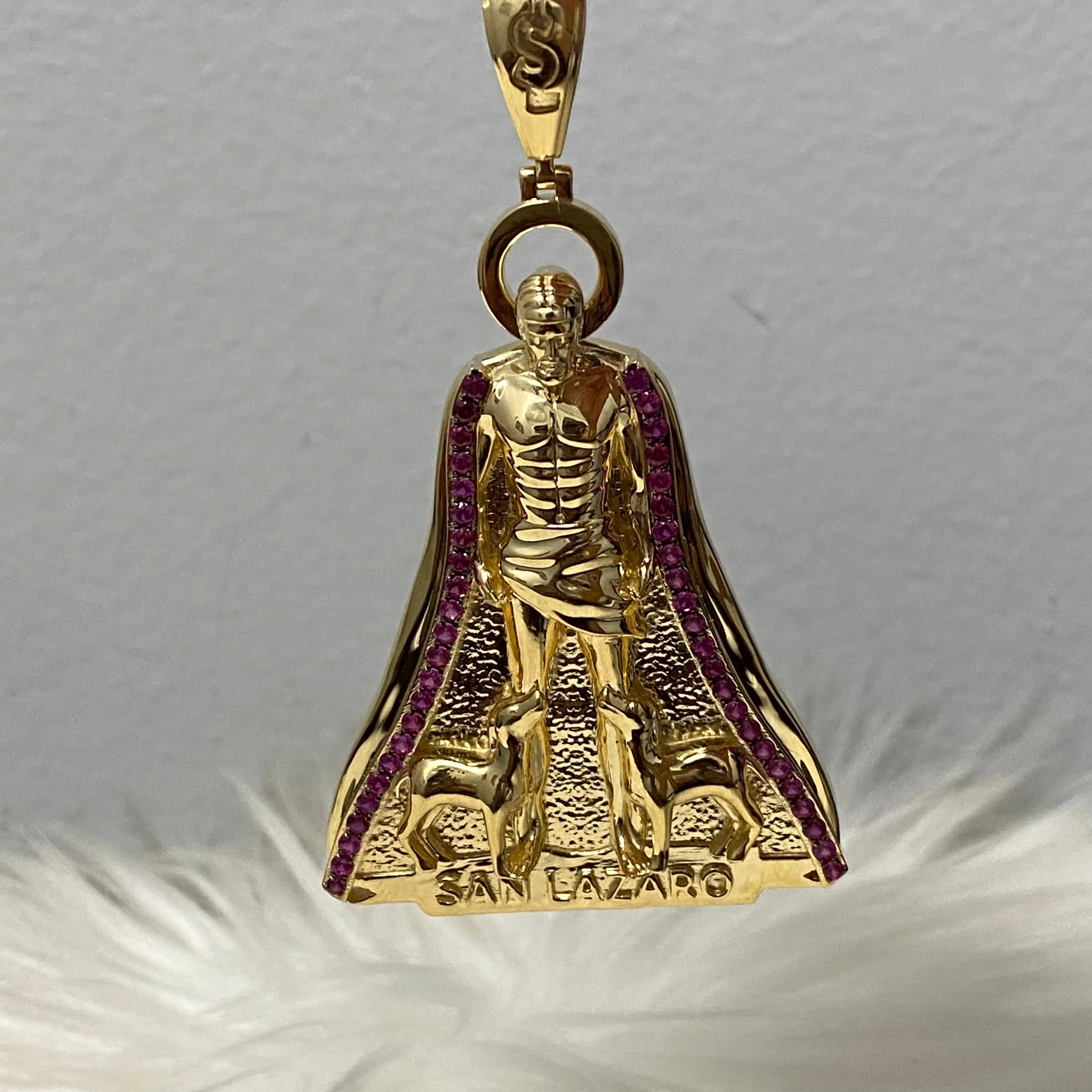 10K Yellow Gold San Lazaro Pendant / 1.30 Ruby / 14.9gr / 2.3in