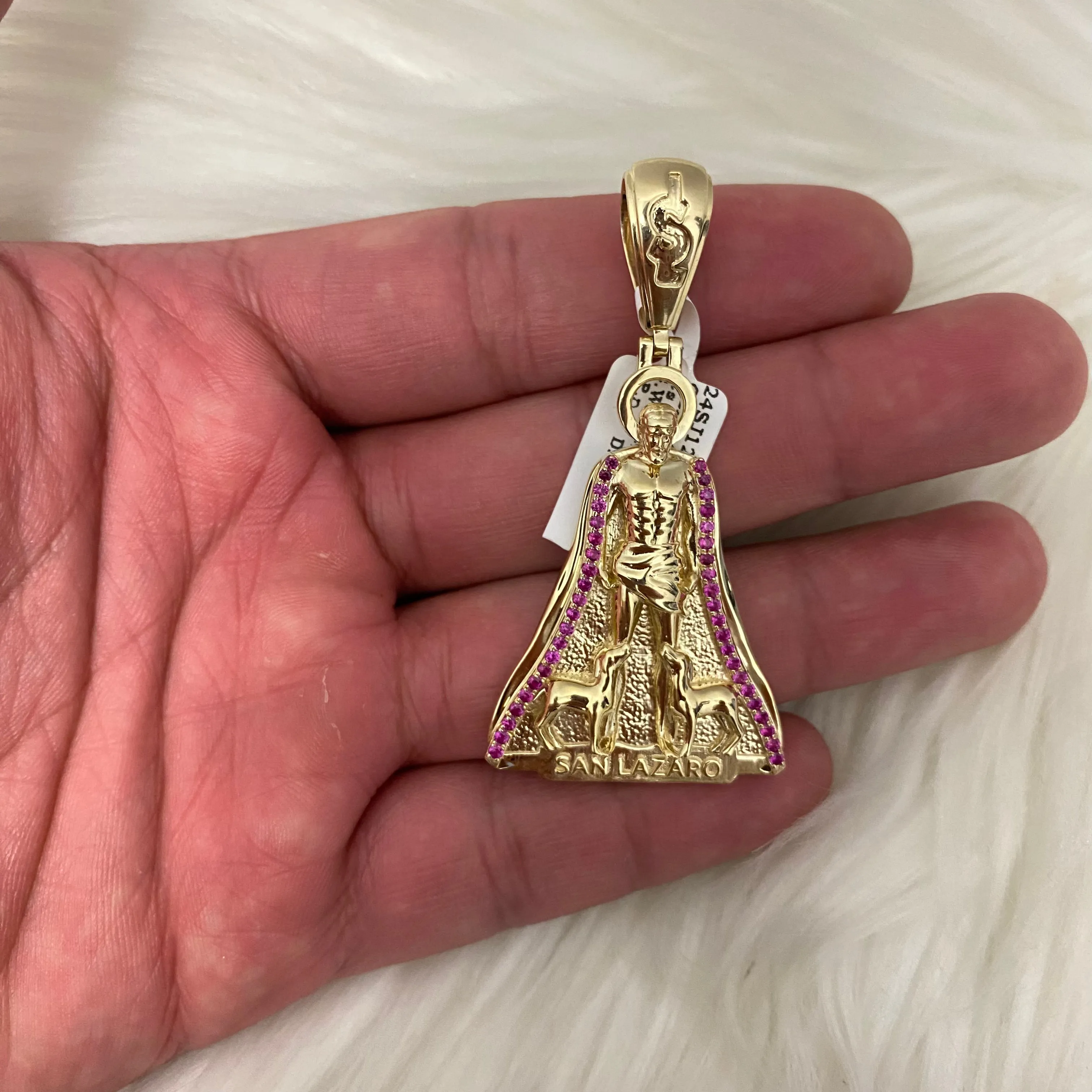 10K Yellow Gold San Lazaro Pendant / 1.30 Ruby / 14.9gr / 2.3in