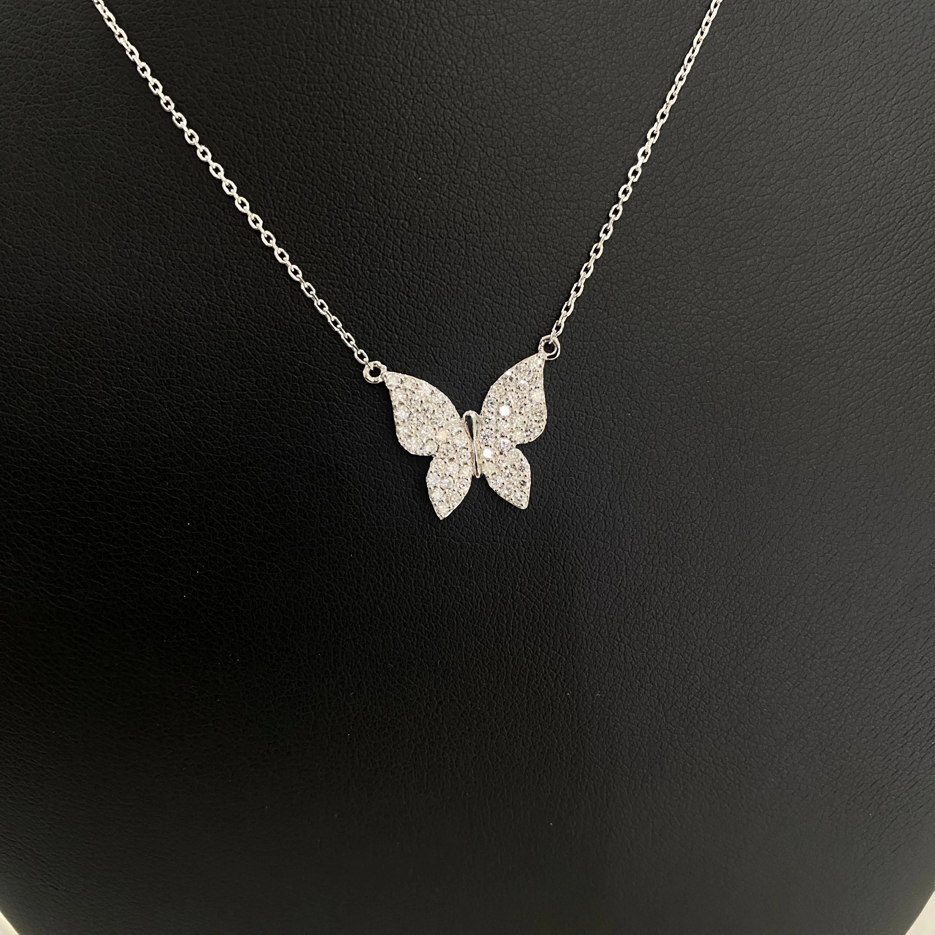 14K White Gold Diamond Butterfly Jewelry Set 0.75Ct / 3gr