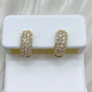 14K Yellow Gold Diamond Fashion Hoop Earrings 0.87Ct Dia / 2.59gr