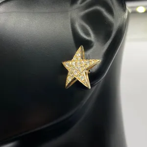 14K Yellow Gold Diamond Star Stud Earrings 0.80Ct / 2.7gr