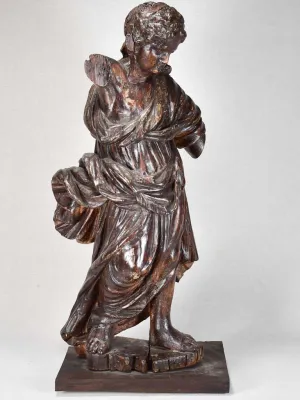 17th-century wooden sculpture of an angel 30"