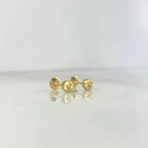 18K Yellow Gold Diamond Cut Ball Stud Earrings / 0.7gr / 5mm