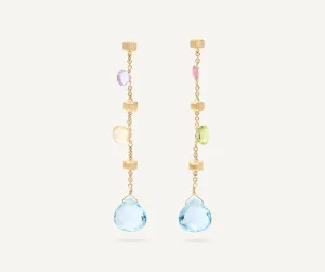 18K Yellow Gold Gemstone Earrings, Long