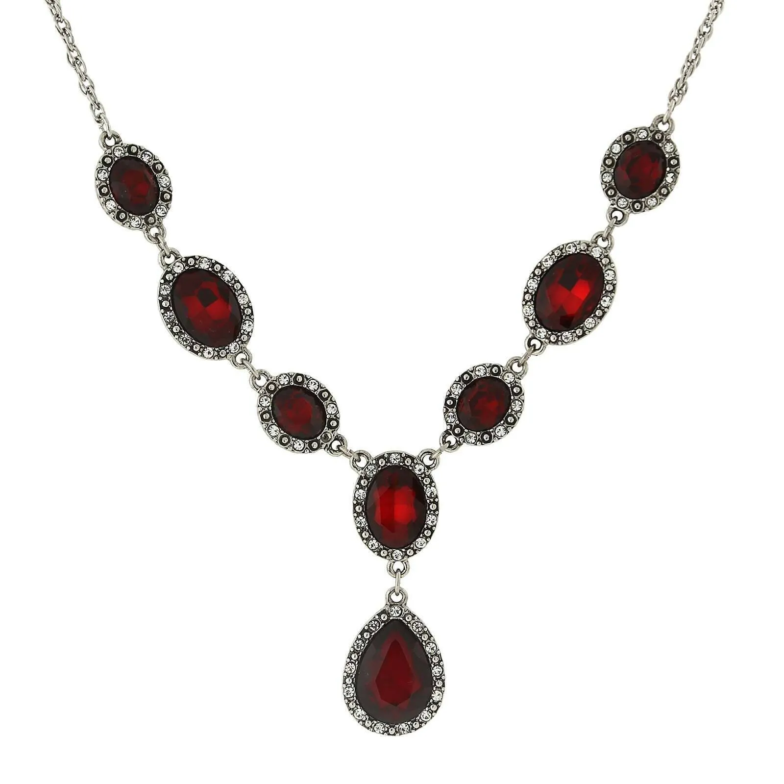 1928 Jewelry Multi Crystal Crystal Teardrop Y-Necklace 16"   3" Extender