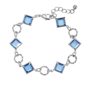 1928 Jewelry Sapphire Blue Austrian Crystal Square Link Bracelet