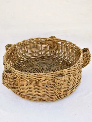 1960's French woven rattan basket with candle holders 14½"