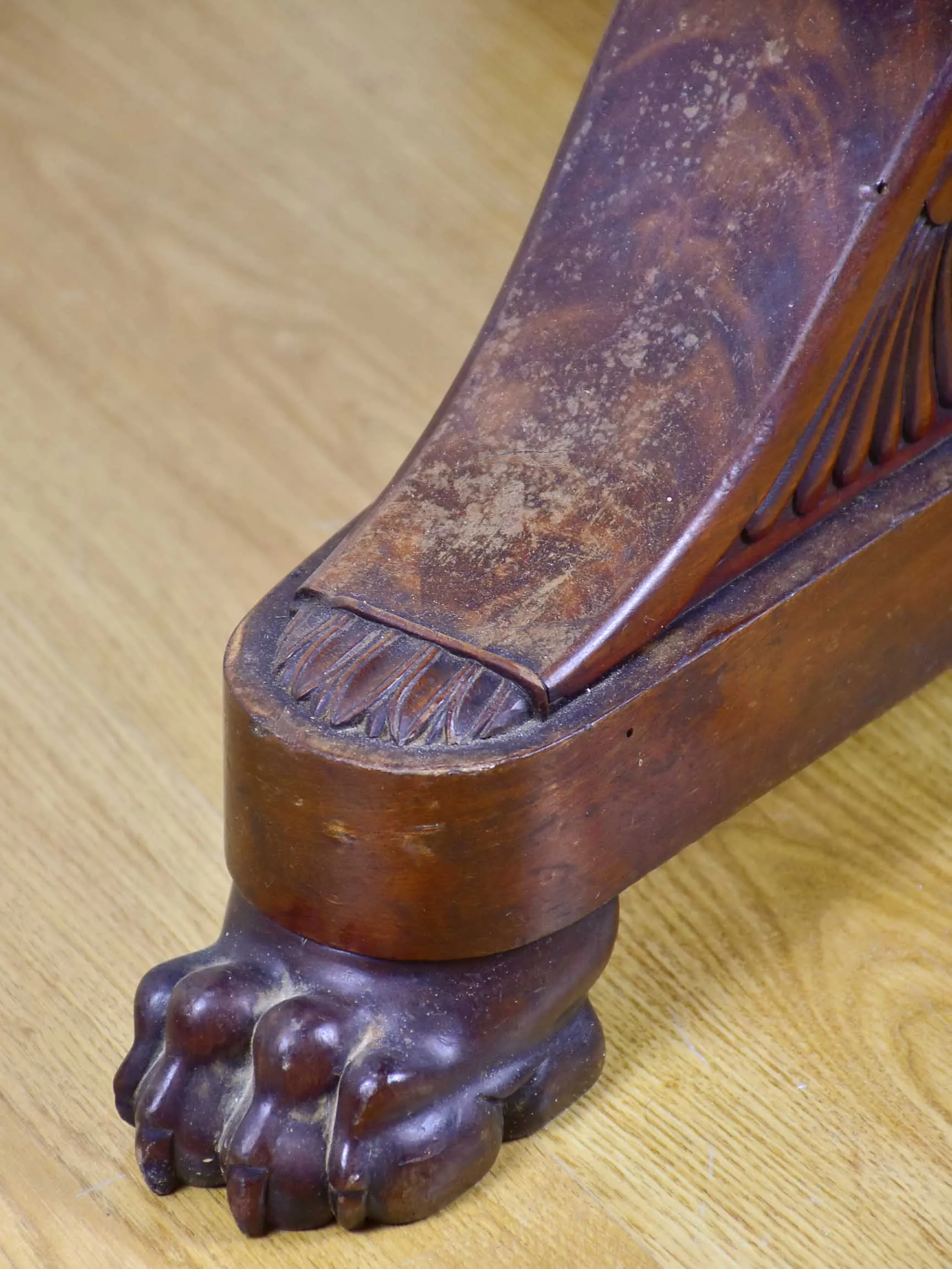 19th Century black marble top entry table with claw feet