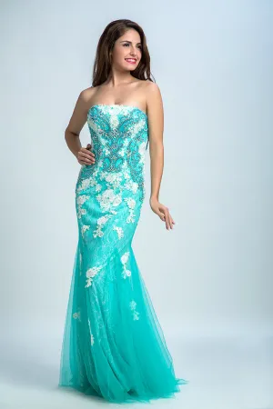 2024 Prom Dresses Strapless Mermaid With Beading And Applique