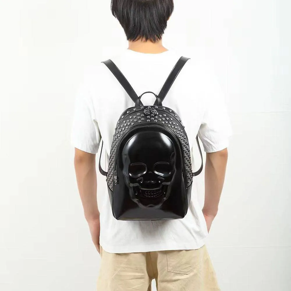 3D Backpack Mens Studded Smiling Skull Backpack