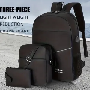 3pcs/set Casual Simple Fashion Large Capacity Backpack, 15.6 Inch Laptop Bag, Travel Backpack