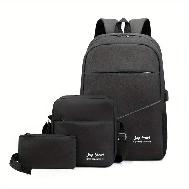 3pcs/set Casual Simple Fashion Large Capacity Backpack, 15.6 Inch Laptop Bag, Travel Backpack