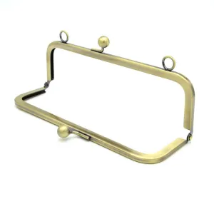 8" Purse Frame Brushed Brass Bag Hanger With Two Loops 20cm x 6.5cm  ( 8" x 2 1/2")