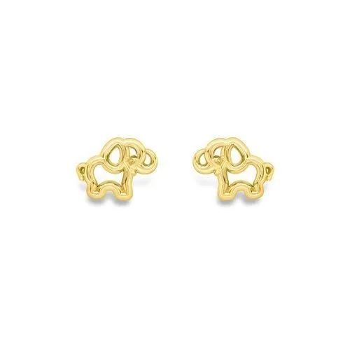 9ct Gold Elephant Stud Earrings, Whimsical Charm, 8mm, 0.70g, Gift Box Included