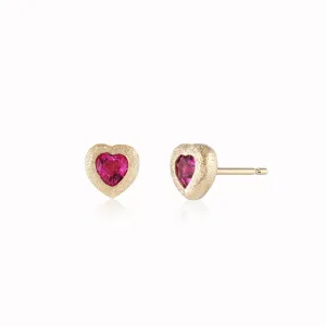 Amorette Rubellite Puffy Heart Stud Earrings