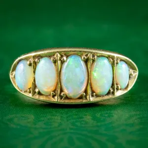 Antique Edwardian Opal Five Stone Ring 2.1ct Total Dated 1918