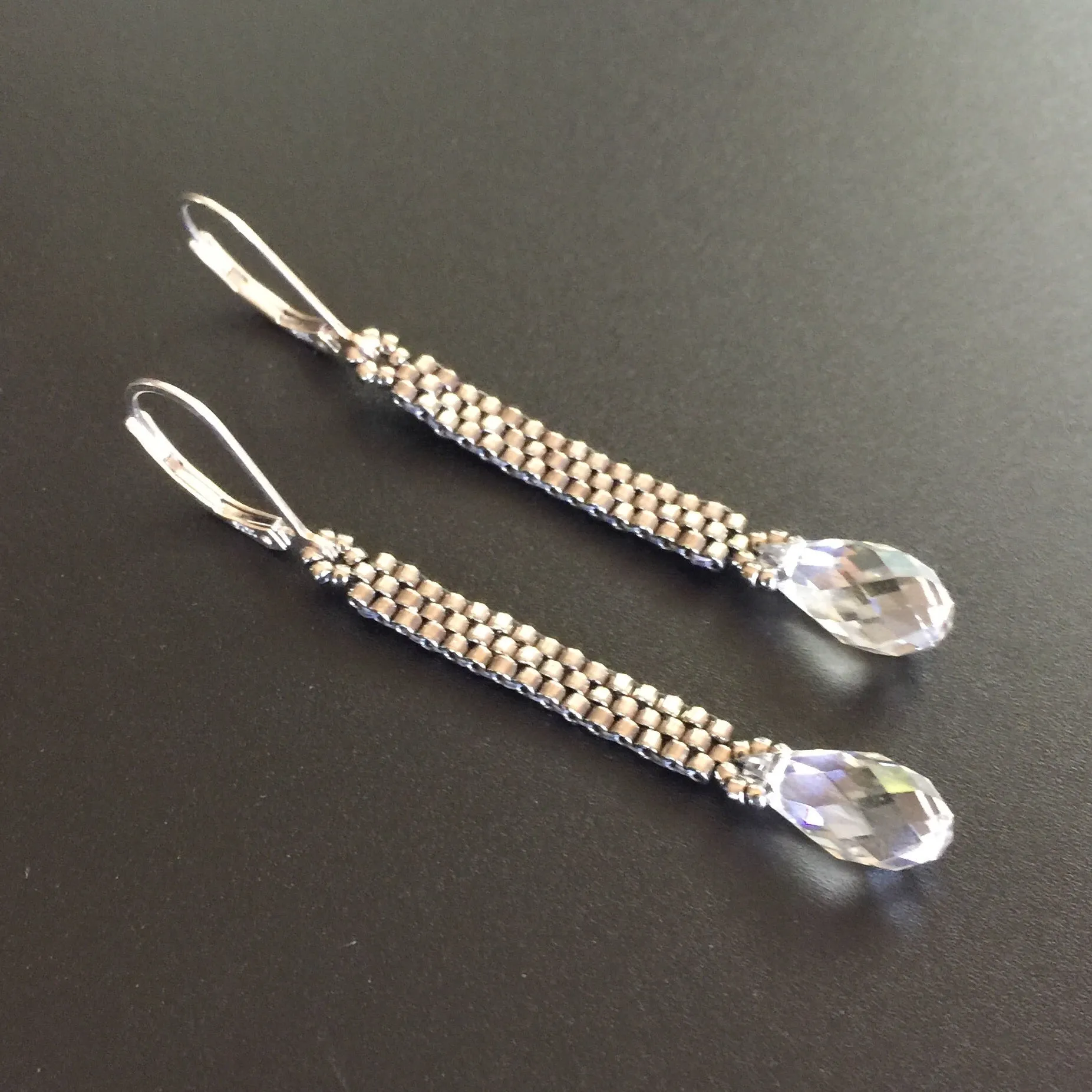 Antique Silver Briolette Column Earrings