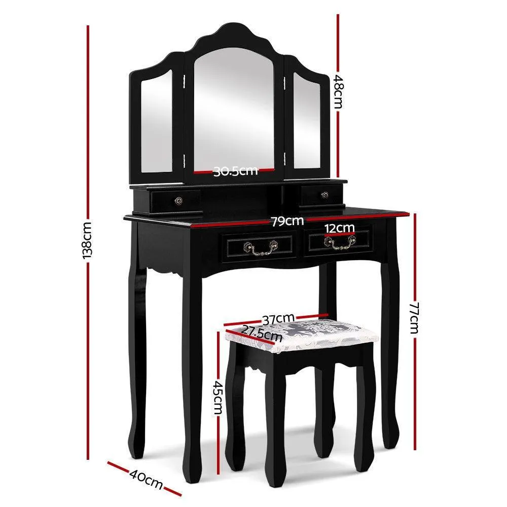 Artiss Dressing Table with Mirror - Black