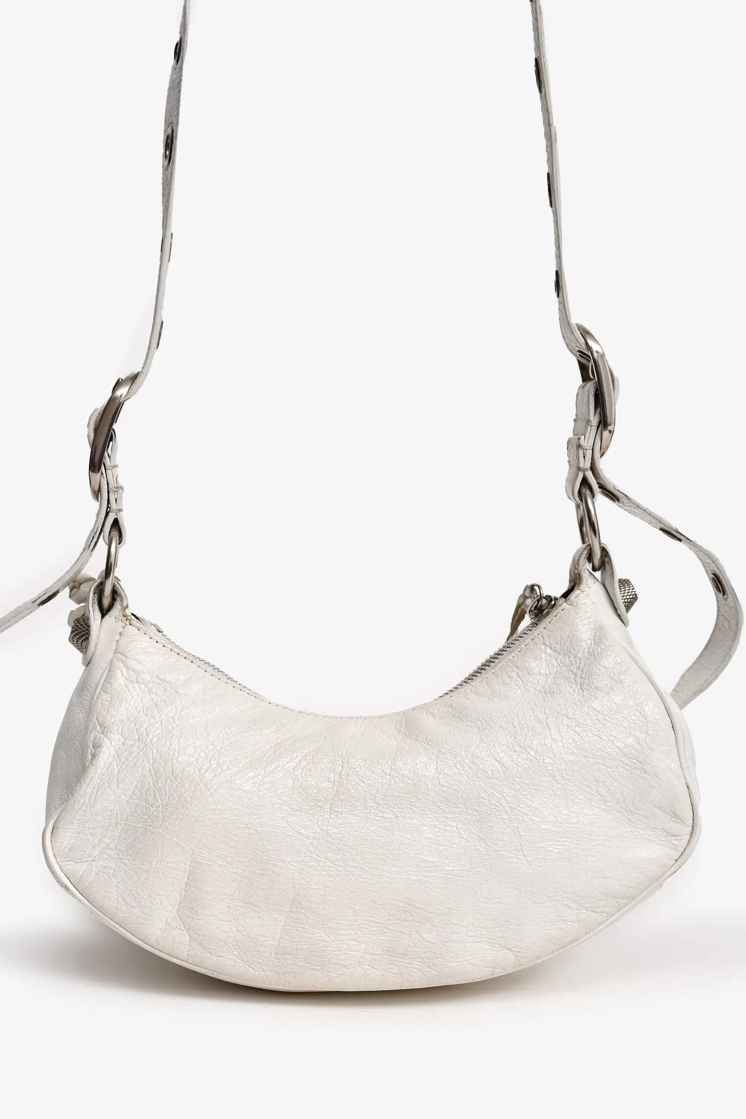 Balenciaga White Leather XS Le Cagole Crossbody Bag (As Is)