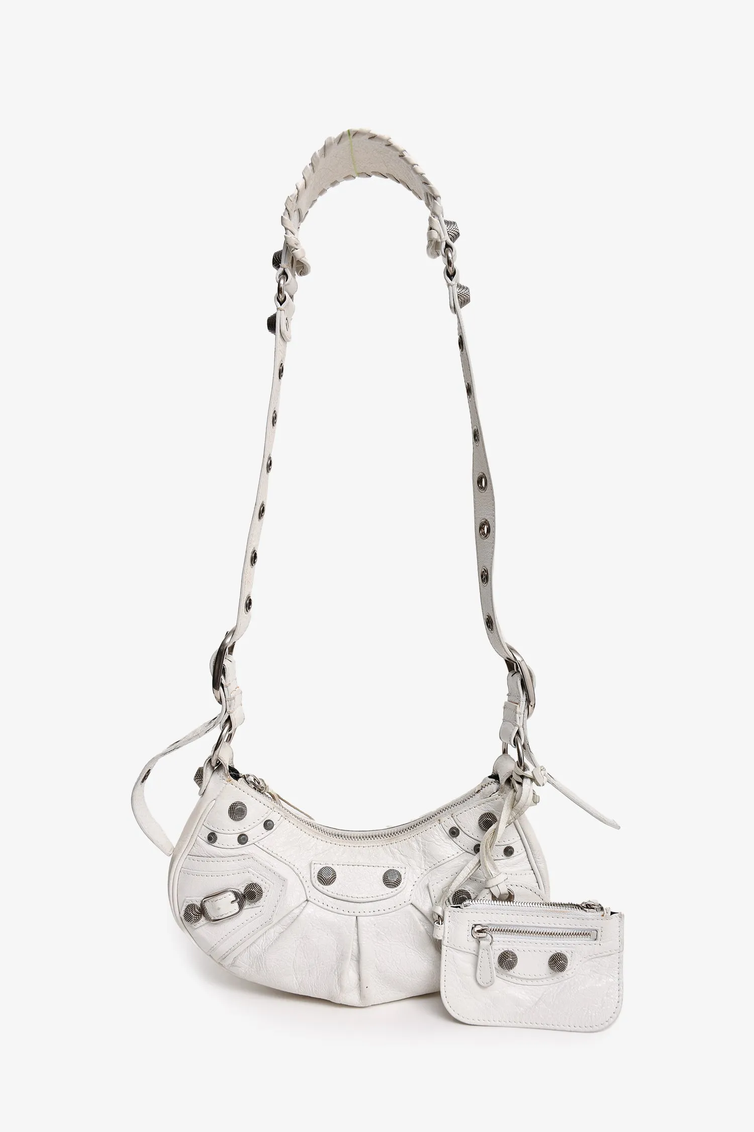 Balenciaga White Leather XS Le Cagole Crossbody Bag (As Is)