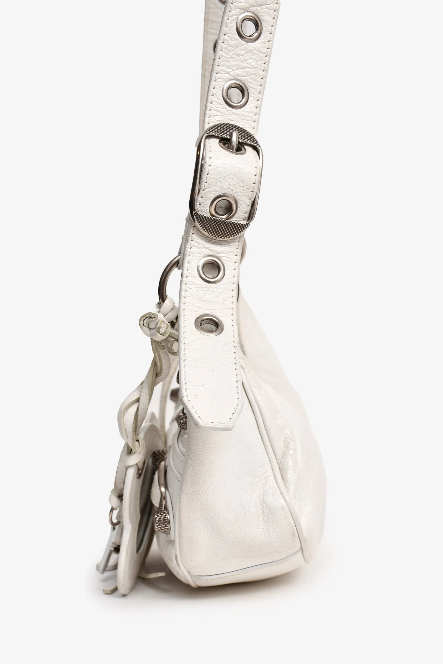 Balenciaga White Leather XS Le Cagole Crossbody Bag (As Is)