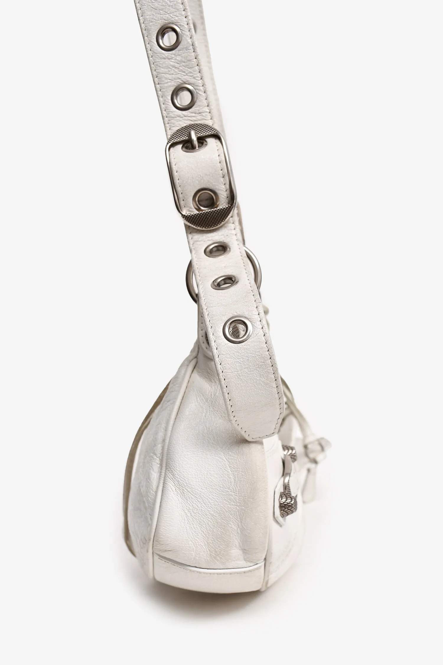 Balenciaga White Leather XS Le Cagole Crossbody Bag (As Is)