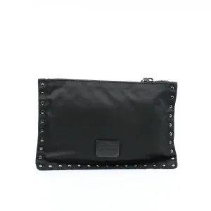 Black Rockstud Studded Nylon Zip Pouch