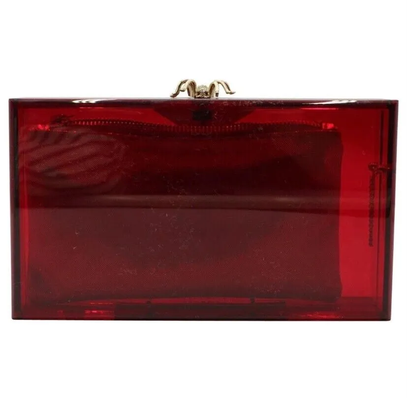 Charlotte Olympia red spider clutch evening bag