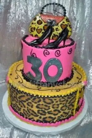 Cheetah Heels and Purse Celebration Cake