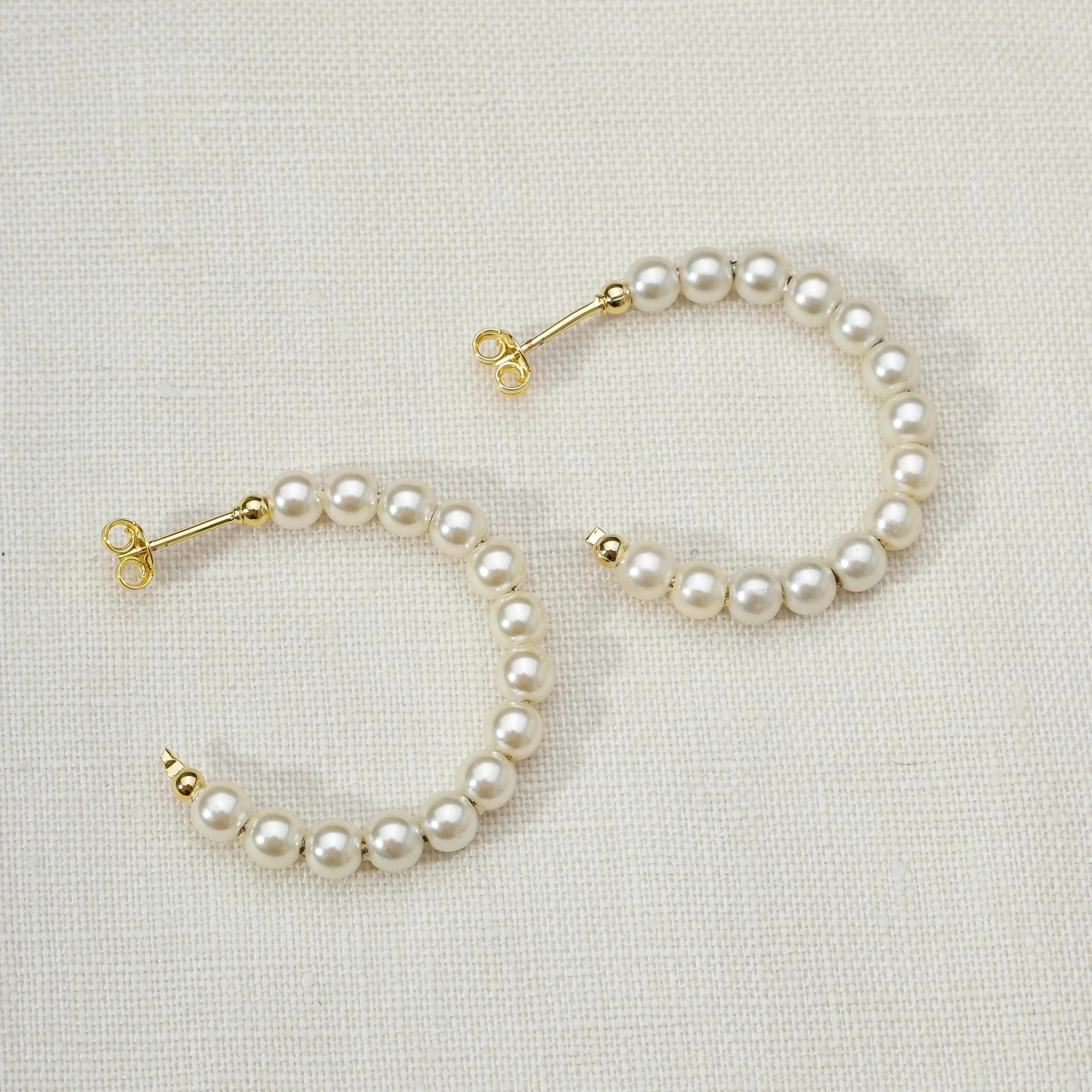 Earing 18k GF Pearls Hoop