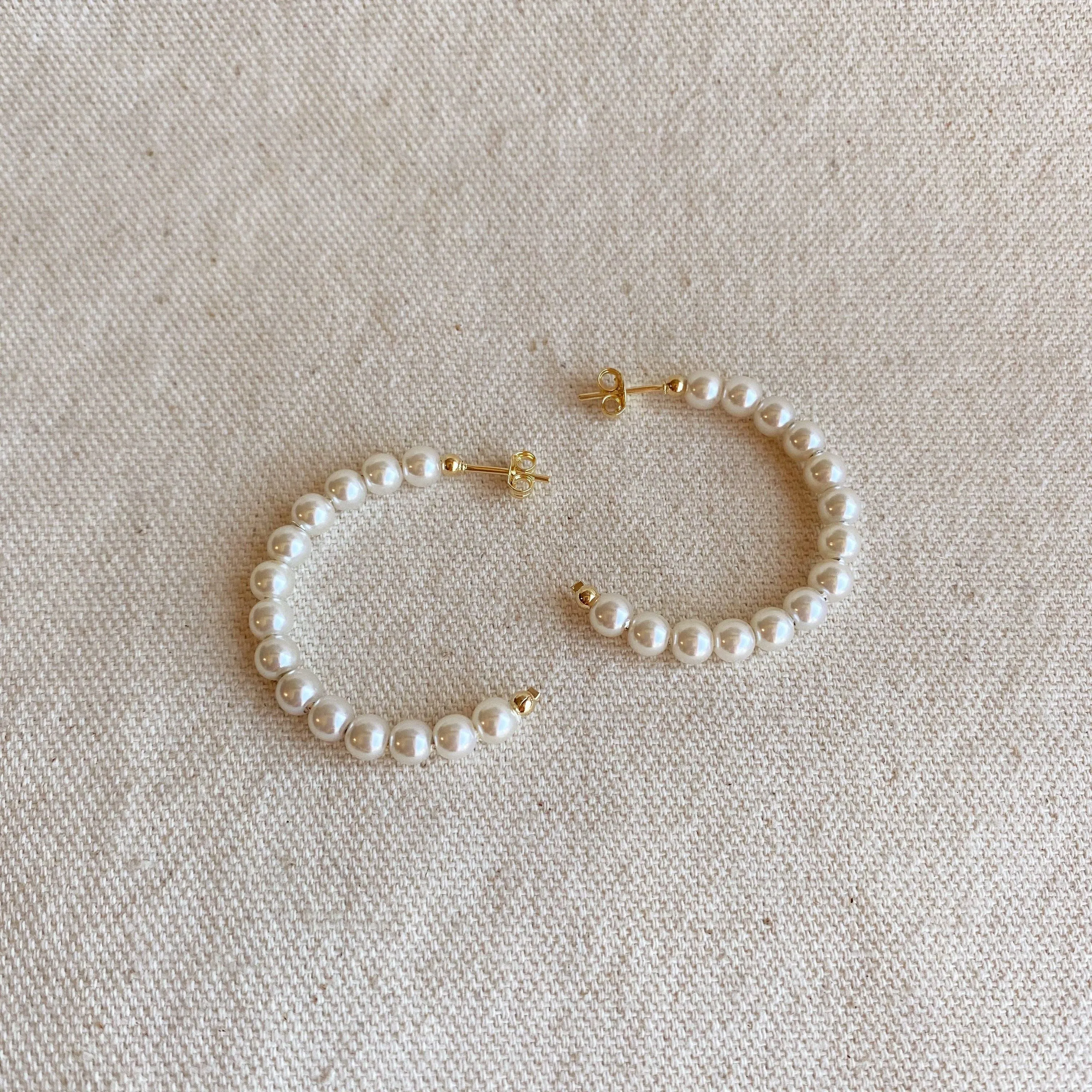 Earing 18k GF Pearls Hoop