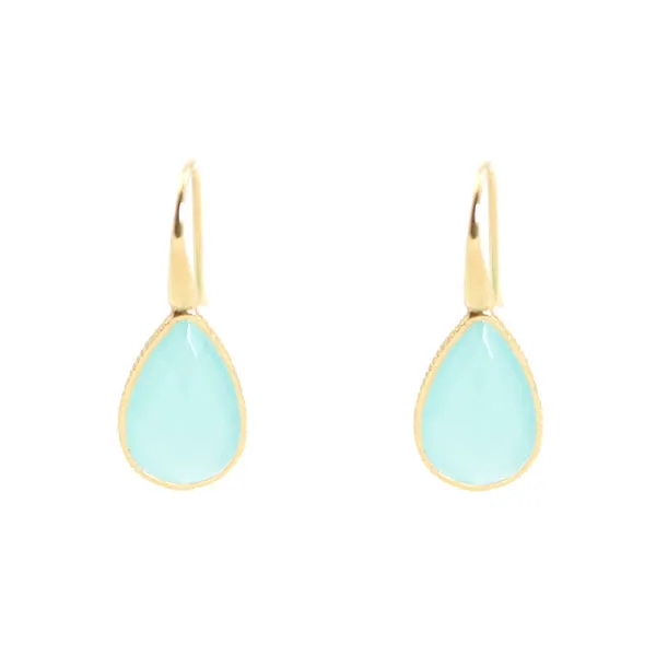 Earrings - Drop Framed Chalcedony Gold Plated Sterling Silver