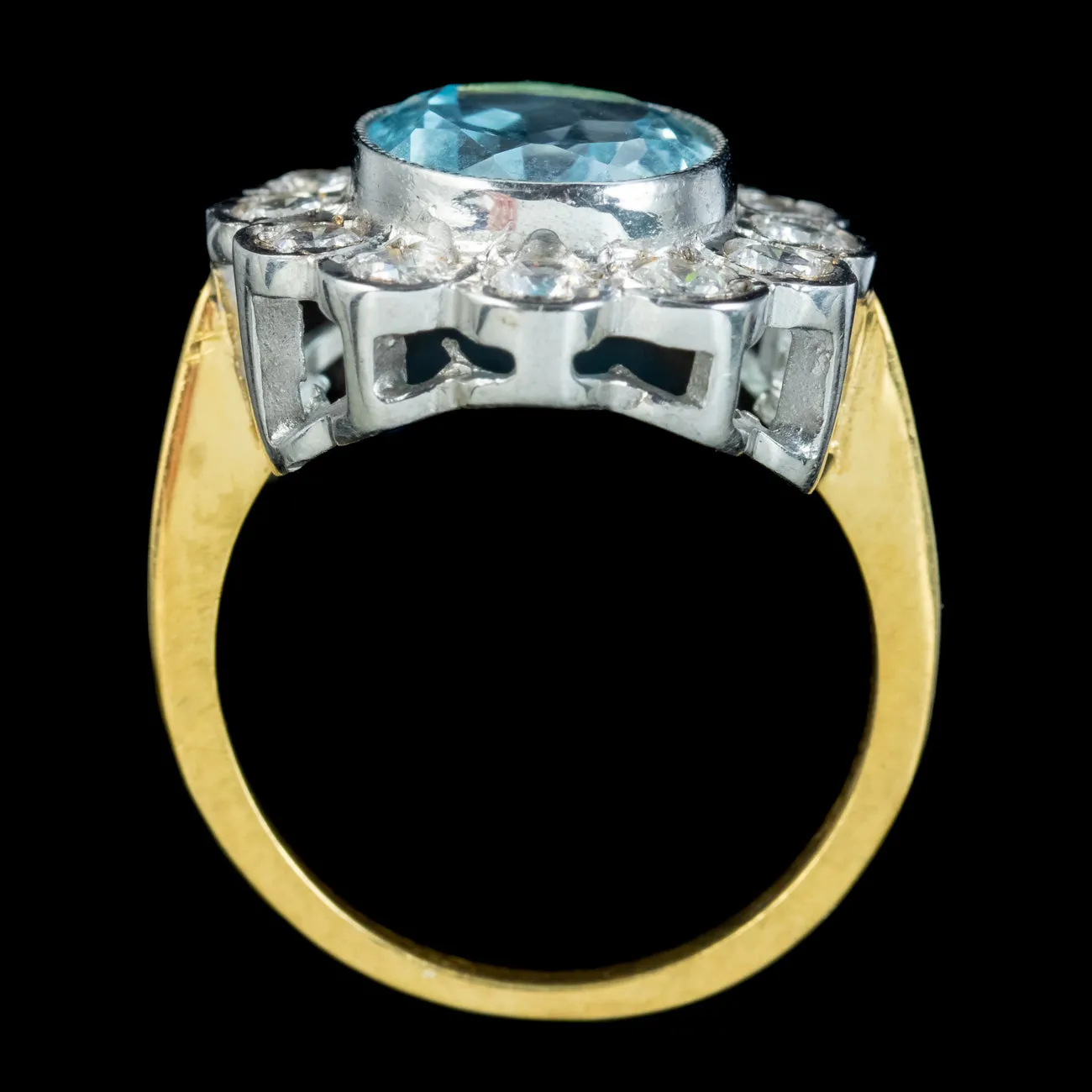 Edwardian Style Blue Topaz Cz Flower Cluster Ring 5ct Topaz