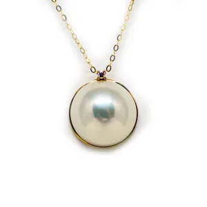 Elegant Diamond Mabe Pearl Necklace