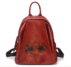 Elegant Womens Vintage Leather Backpack Bags Bookbag Purse for Women