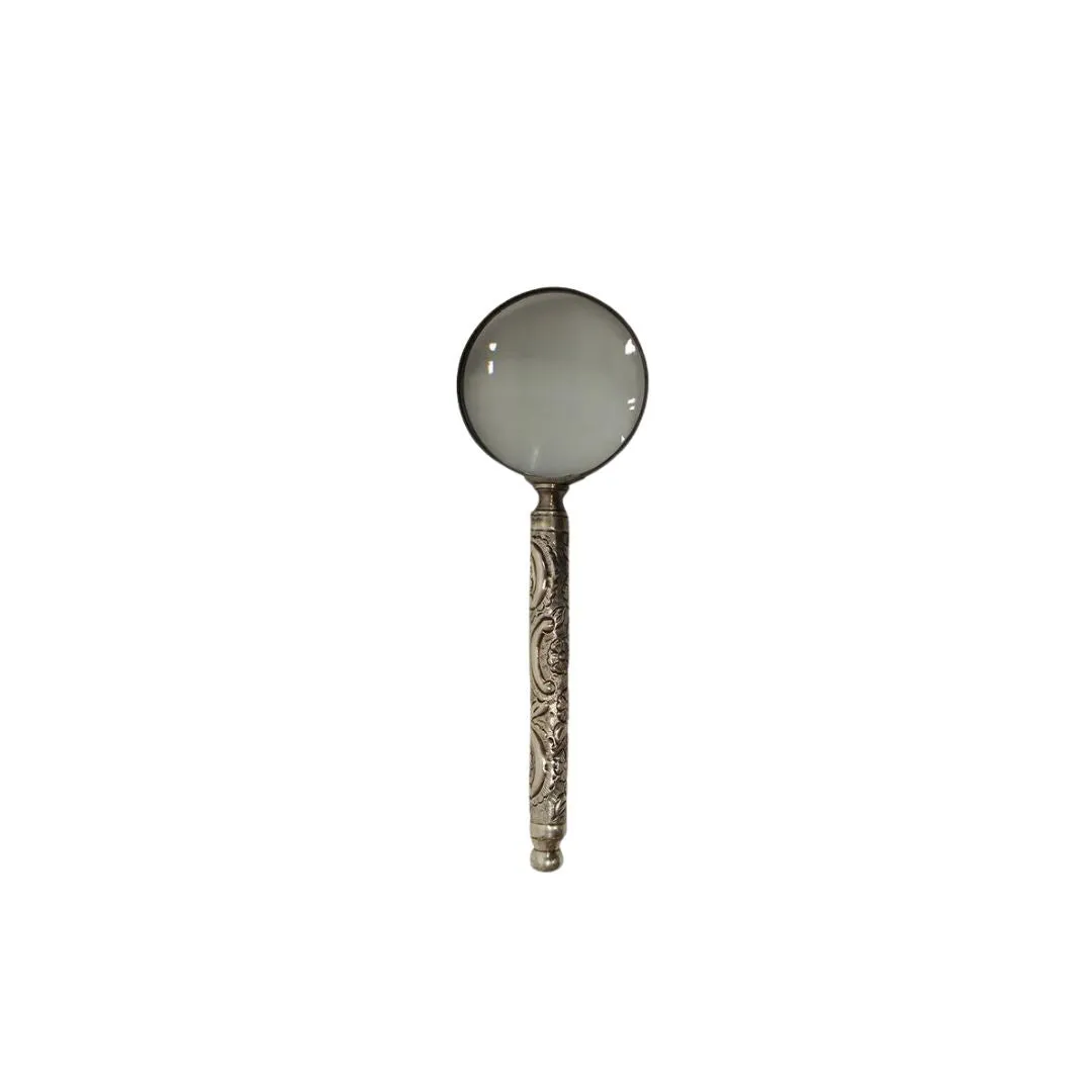 Embossed Antique Silver Magnifying Glass