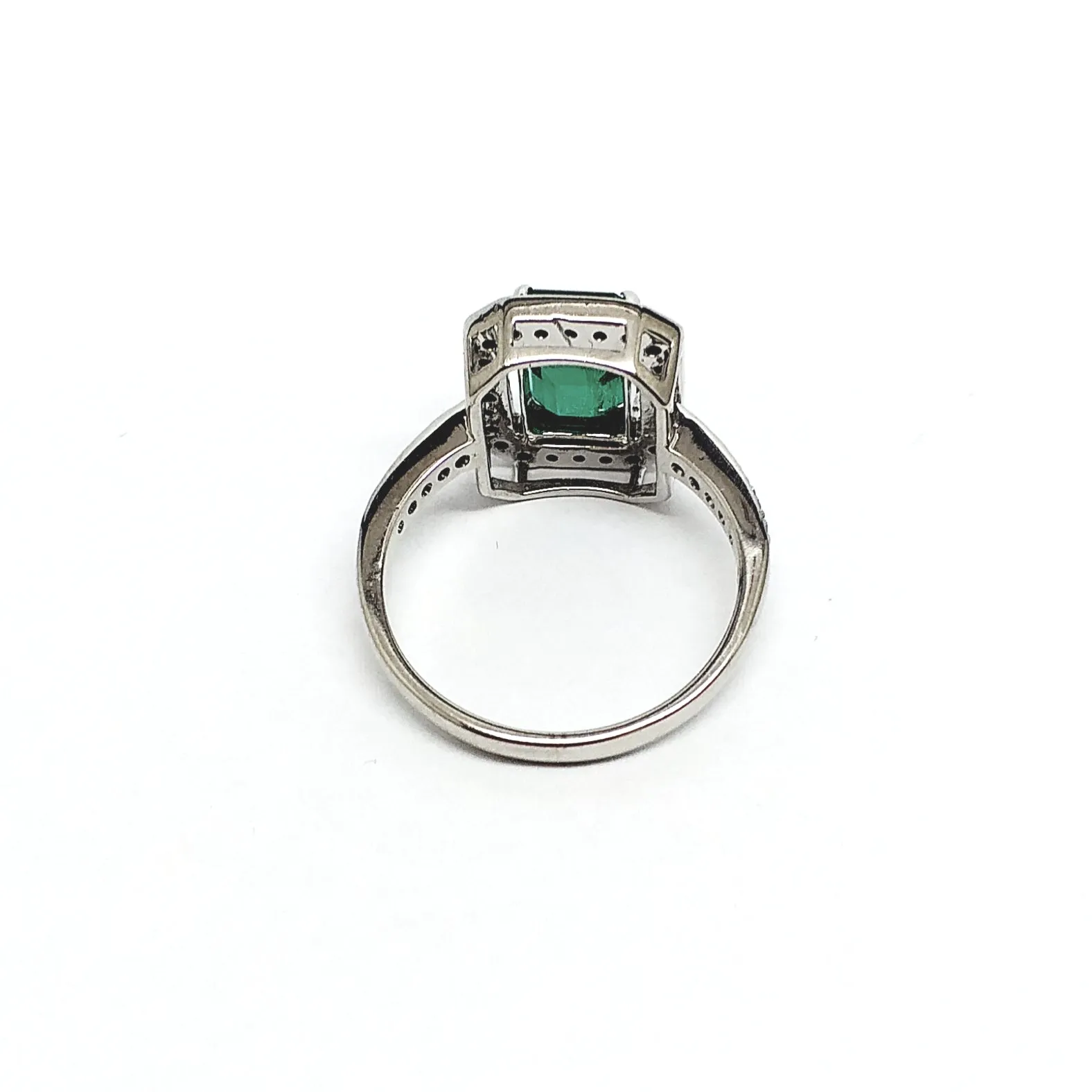 Emerald and Diamond Halo Ring