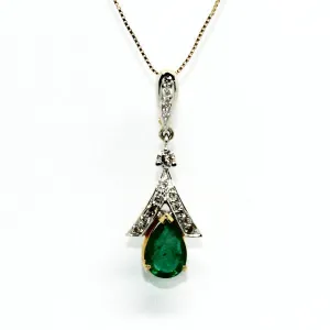 Emerald And Diamond Split-cart Pendant Ad No.0590