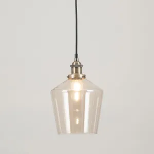 Emmanuelle Antique Brass Metal and Clear Glass Pendant