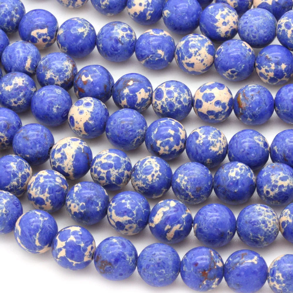 Empire Jasper Smooth Round Beads Lapis Blue 8mm - 35cm Strand