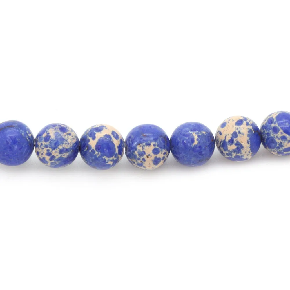 Empire Jasper Smooth Round Beads Lapis Blue 8mm - 35cm Strand