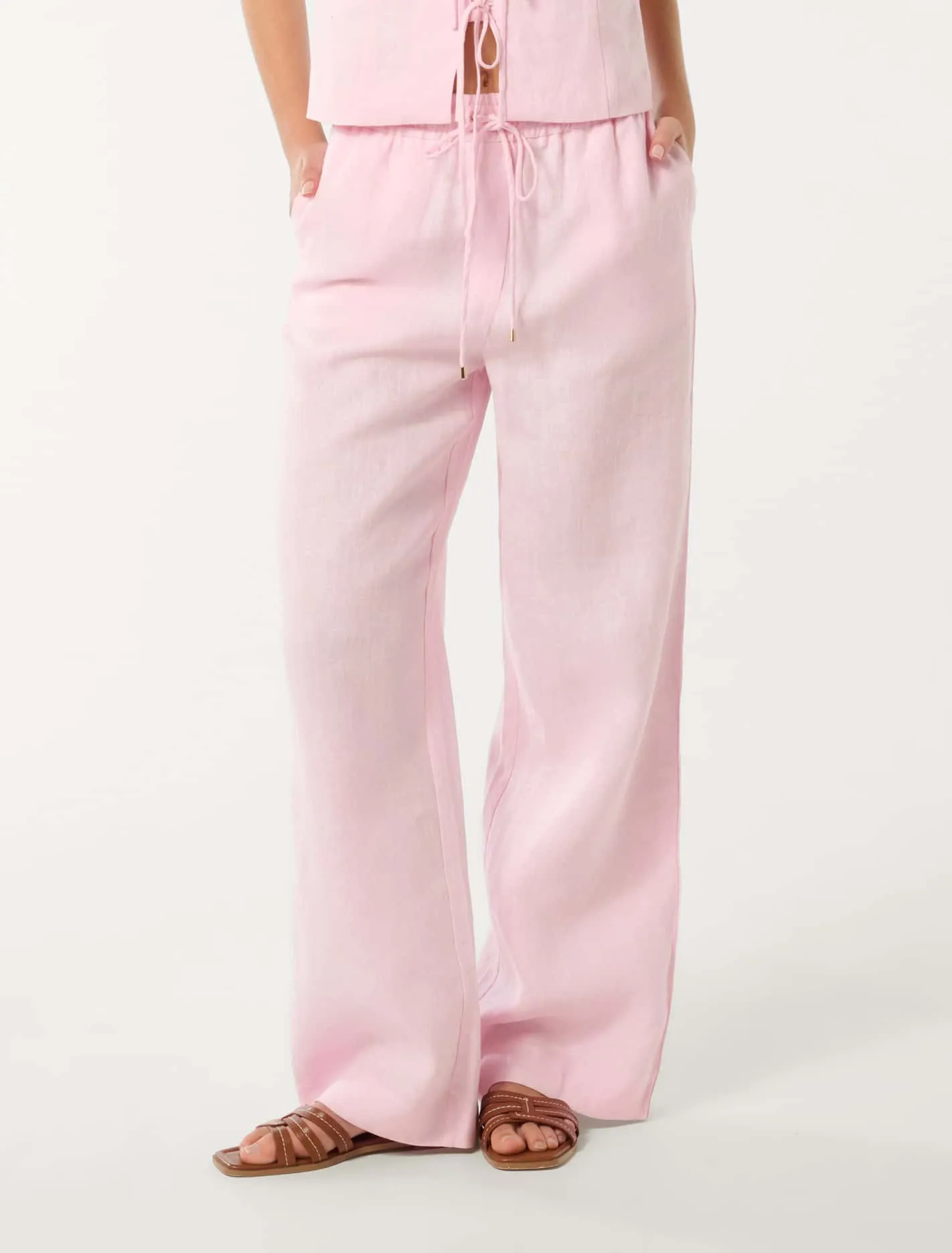 Erin Linen Drawstring Straight Leg Pants