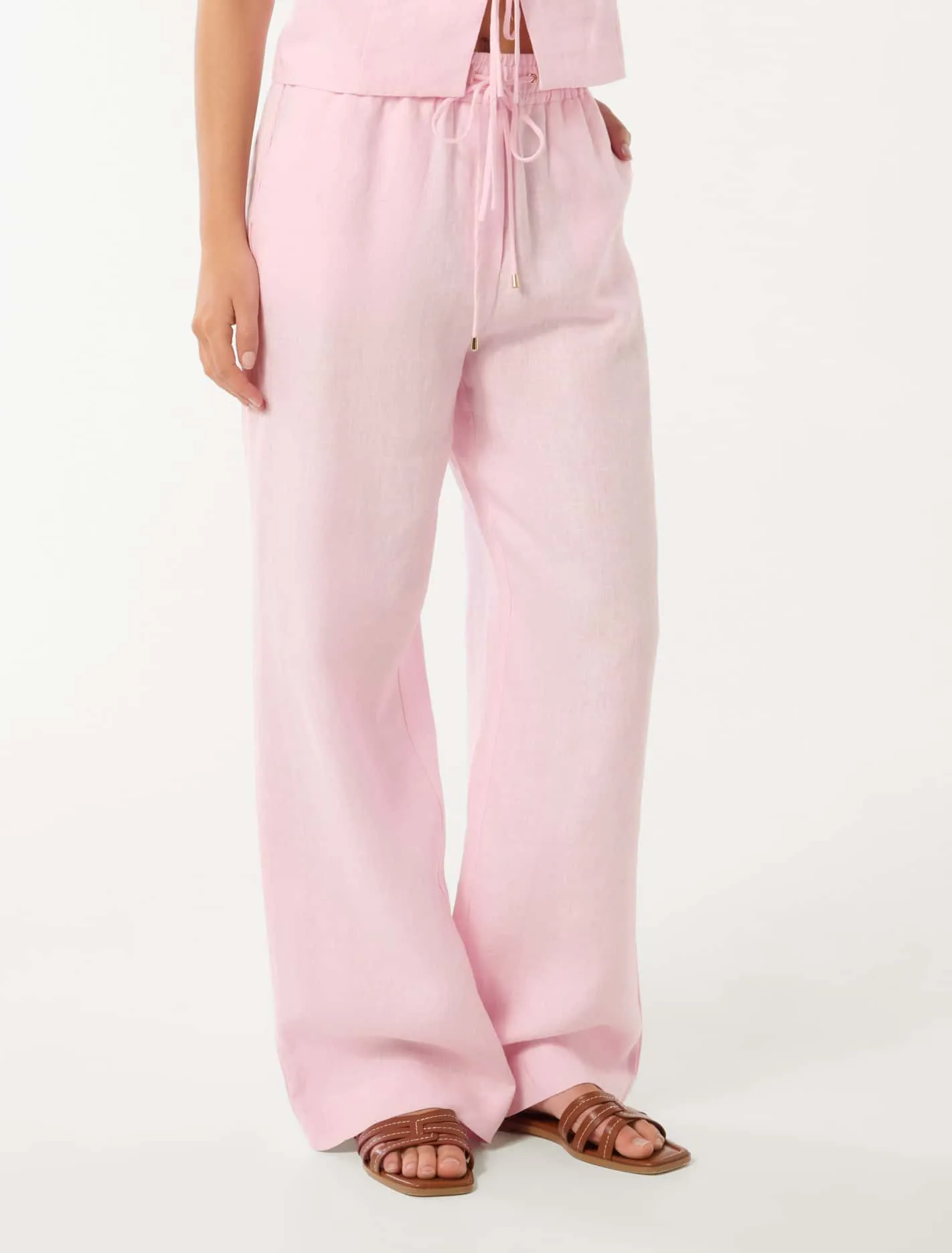 Erin Linen Drawstring Straight Leg Pants