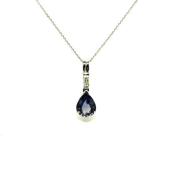 Fancy Sapphire And Baquette Diamond Pear Shape Pendant Ad No.0559