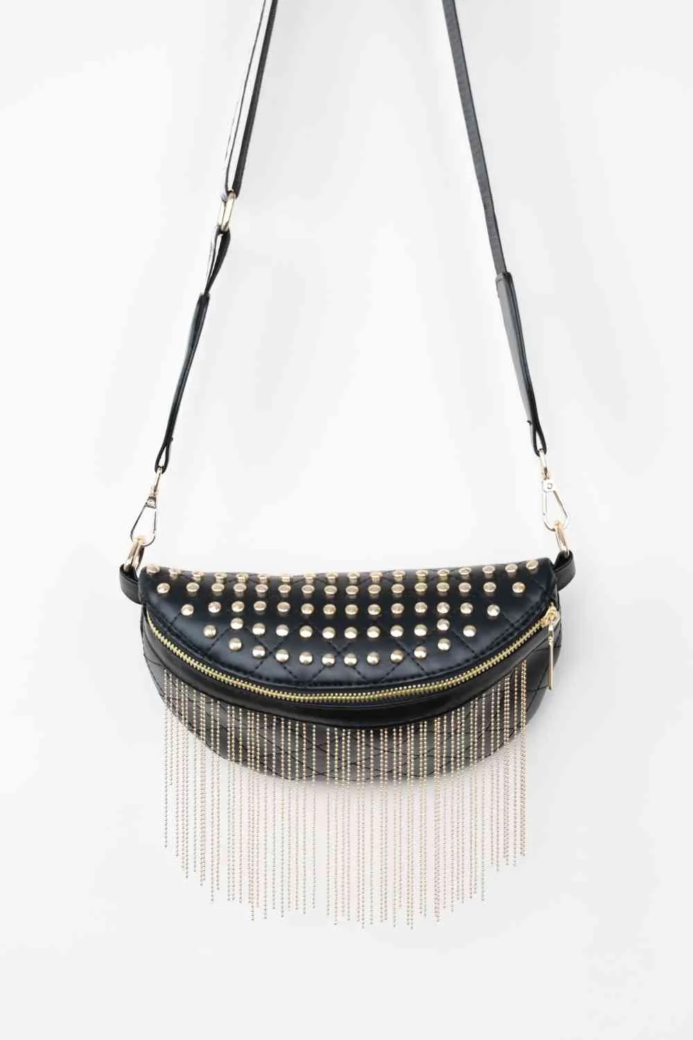 Faux Leather Studded Sling Bag