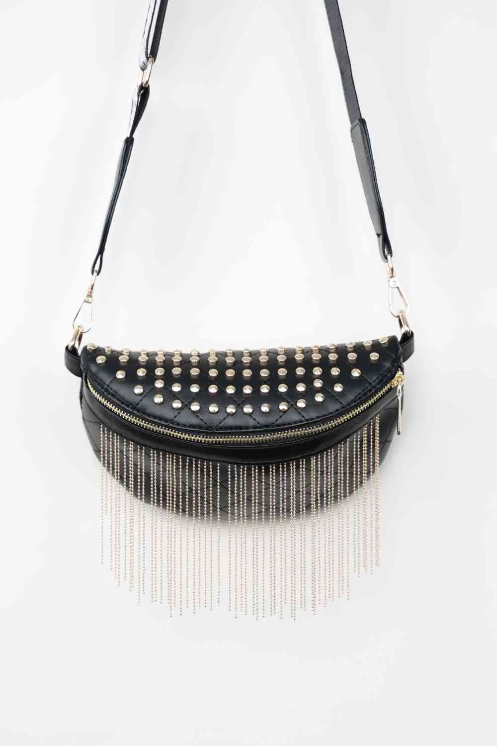 Faux Leather Studded Sling Bag