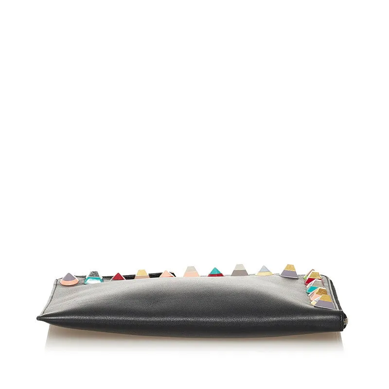 Fendi Rainbow Studded Leather Clutch - '10s