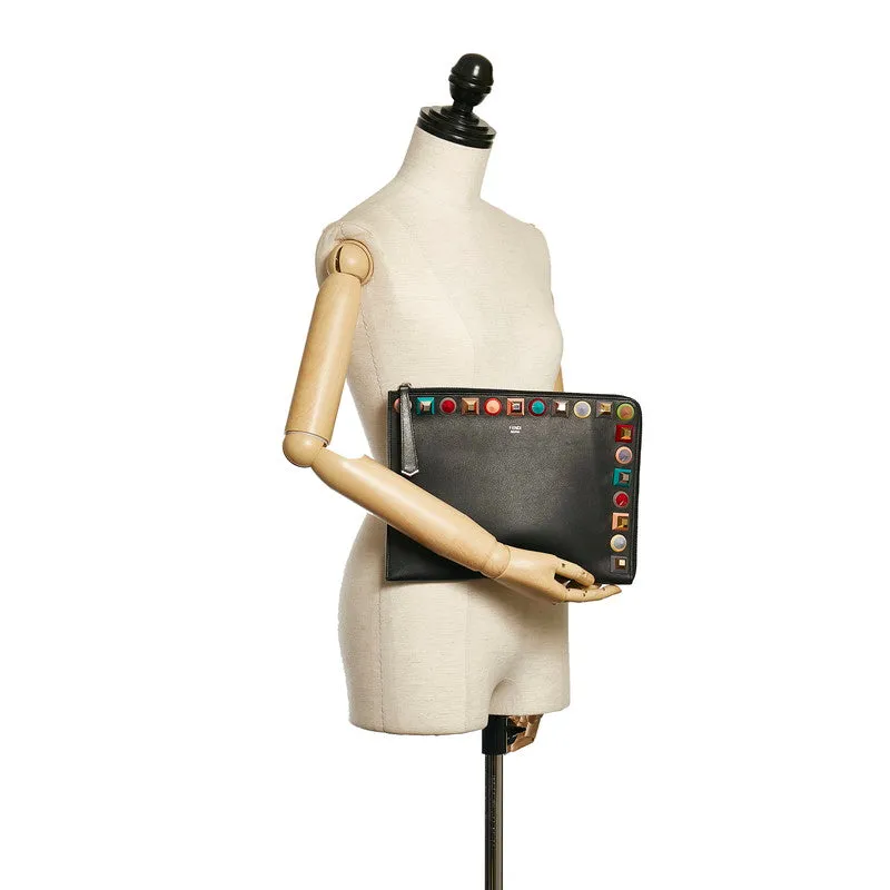 Fendi Rainbow Studded Leather Clutch - '10s