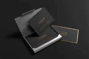 Free Black Luxurious Premium Business Cards Mockup